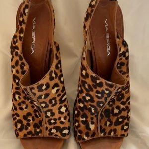Via Spiga leopard print platform mules